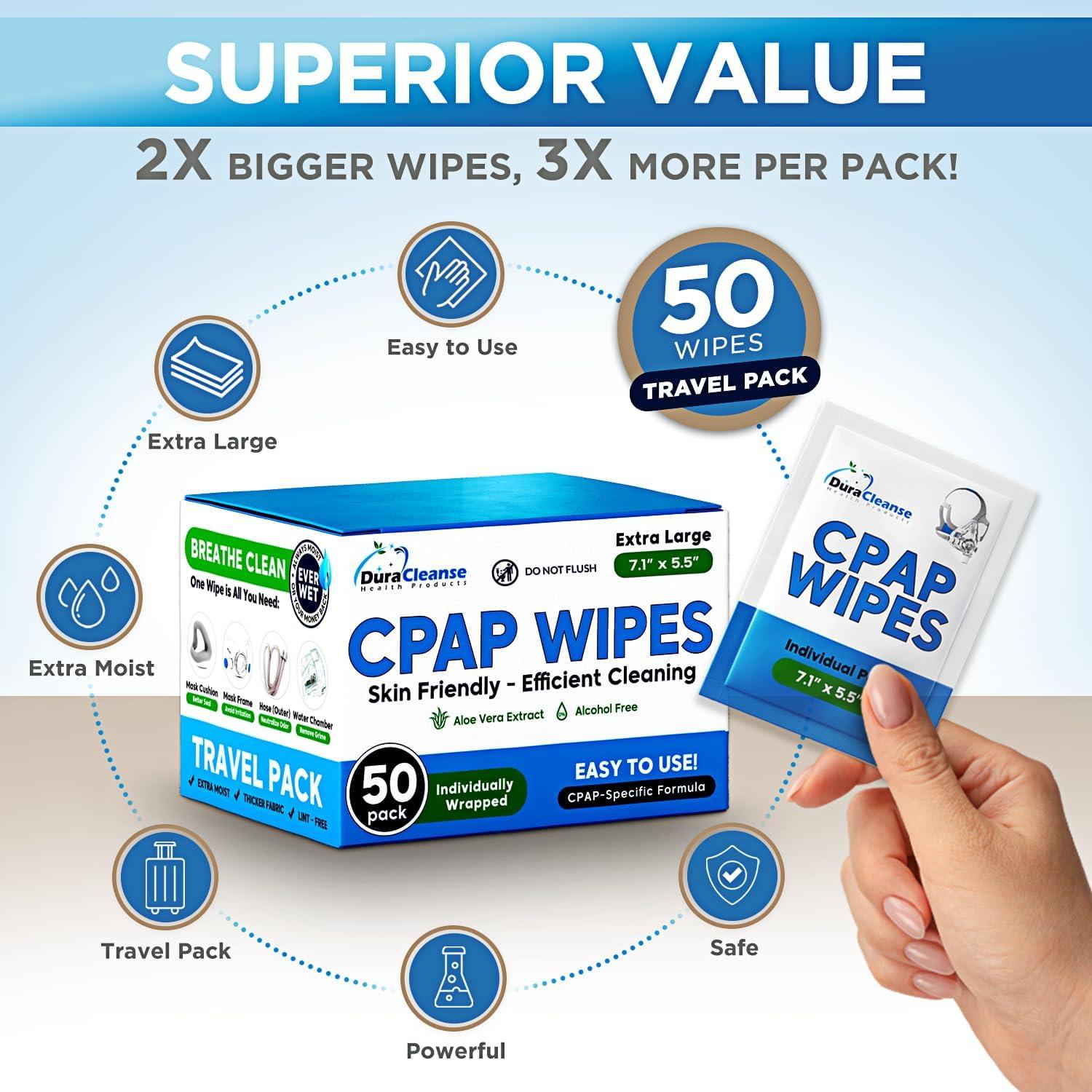 Toallitas de Limpieza CPAP Dura Cleanse - 50 Unidades Aloe Vera