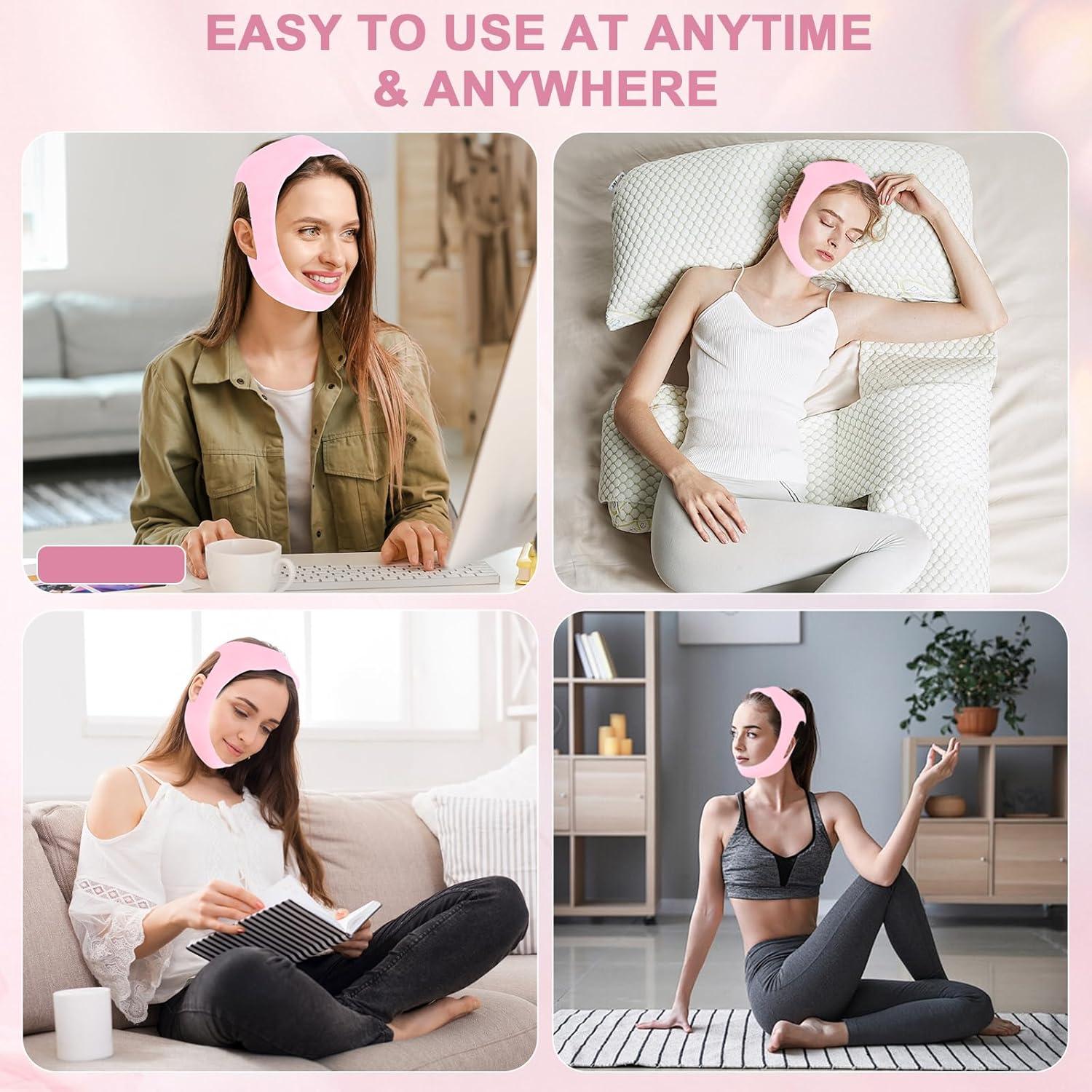 Correa para Barbilla Anti Ronquidos YZWONLY Rosa Ajustable