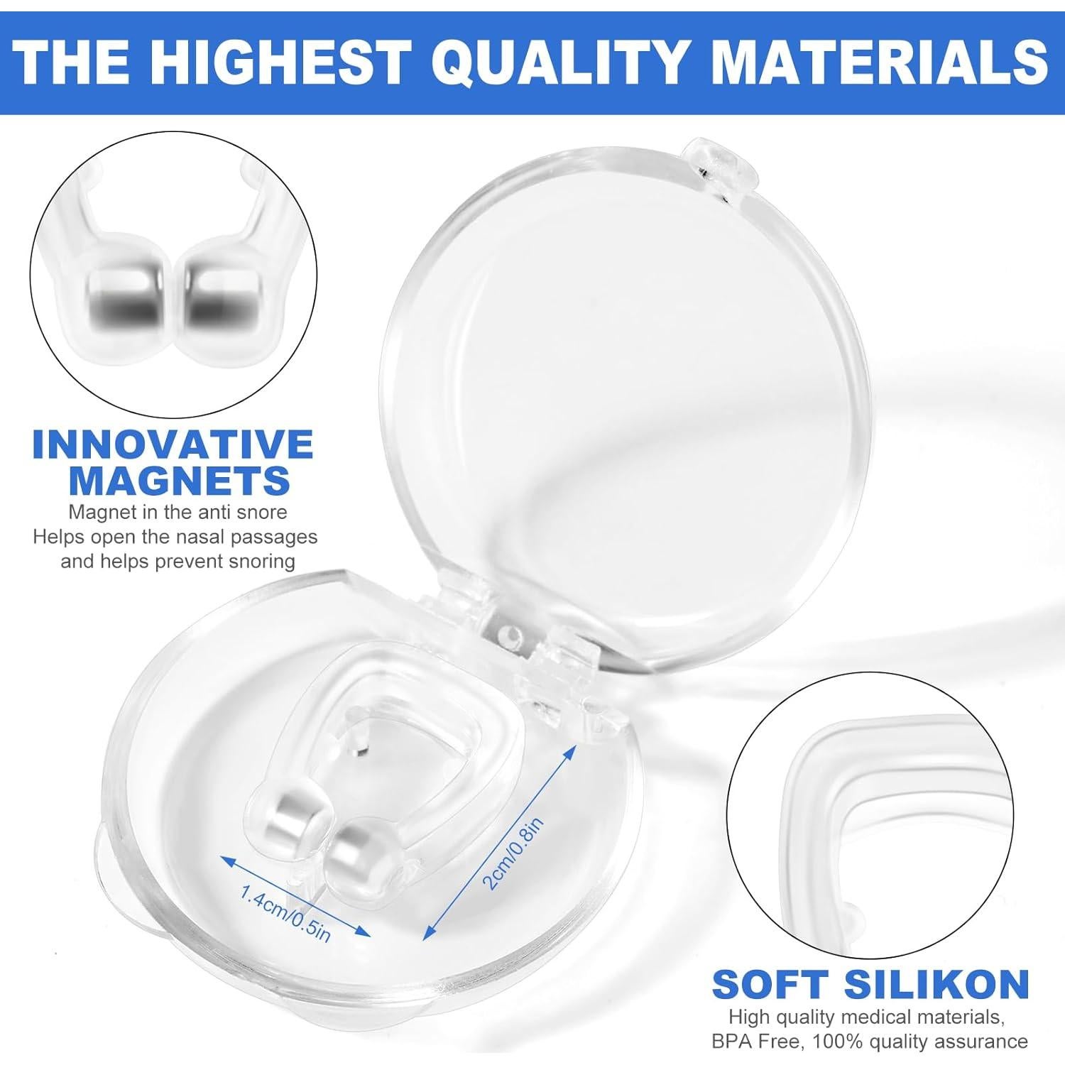 Anti Snoring Devices/Snoring Nose Clip Silicone Magnetic Stop Snoring Solution Snoring Devices for Men and Women 5.7 Inch(8 Pack)