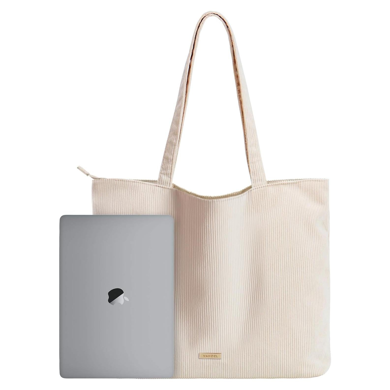 Bolsa Tote Vandel Corduroy con Cremallera y Bolsillos