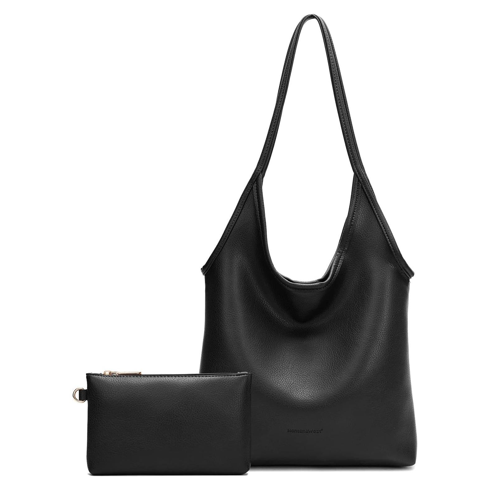 Bolso Hobo Montana West Negro Suave con Pouch Extra