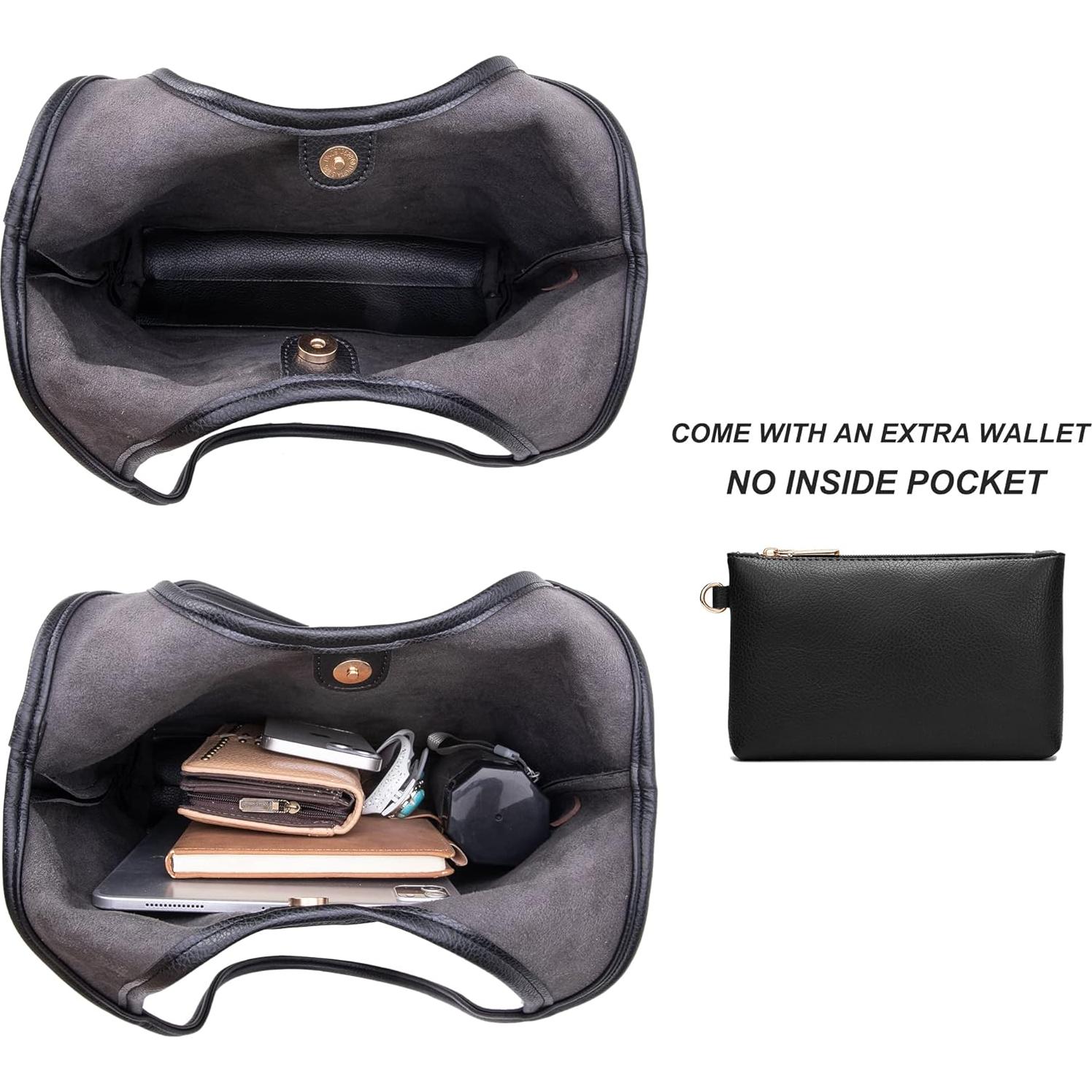 Bolso Hobo Montana West Negro Suave con Pouch Extra