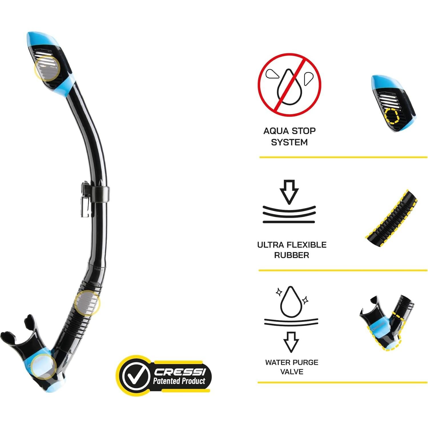 Snorkel Seco Cressi Supernova con Válvula y Protector