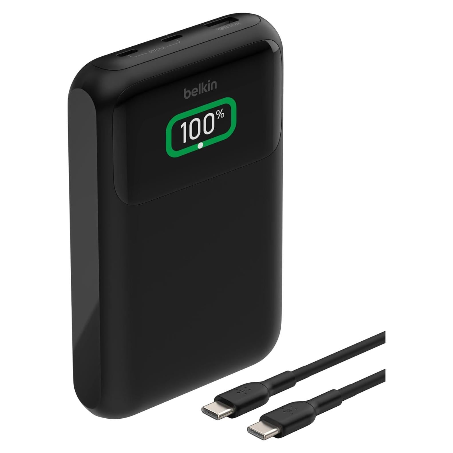 Cargador Portátil Belkin 20,000mAh 3 Puertos USB-C y A - Negro