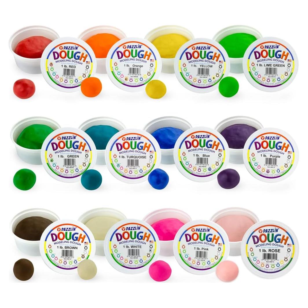 Masa de Modelar Dazzlin' Hygloss 5.44kg - No Tóxica, 12 Colores