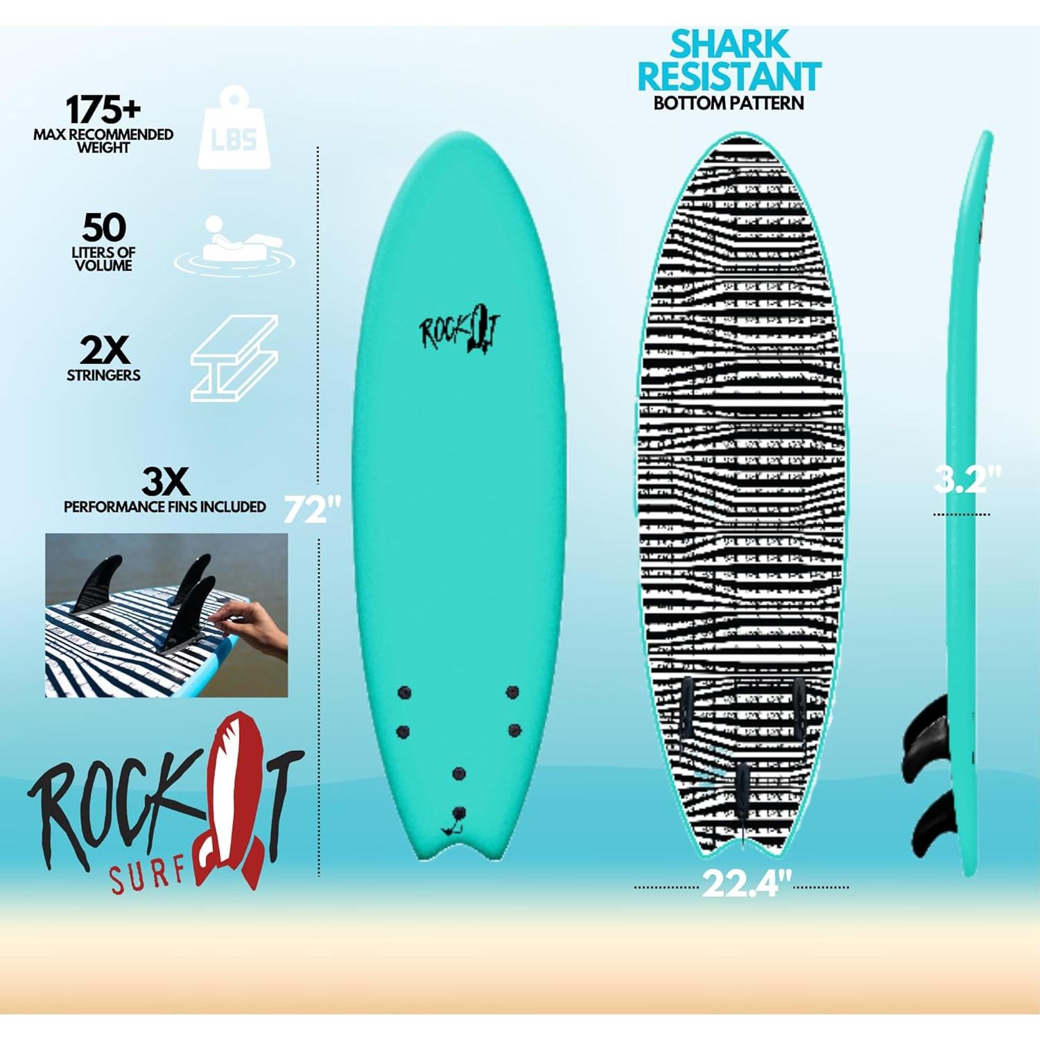 Tabla de Surf Rock-It Albert 182.88x56.89cm para Principiantes