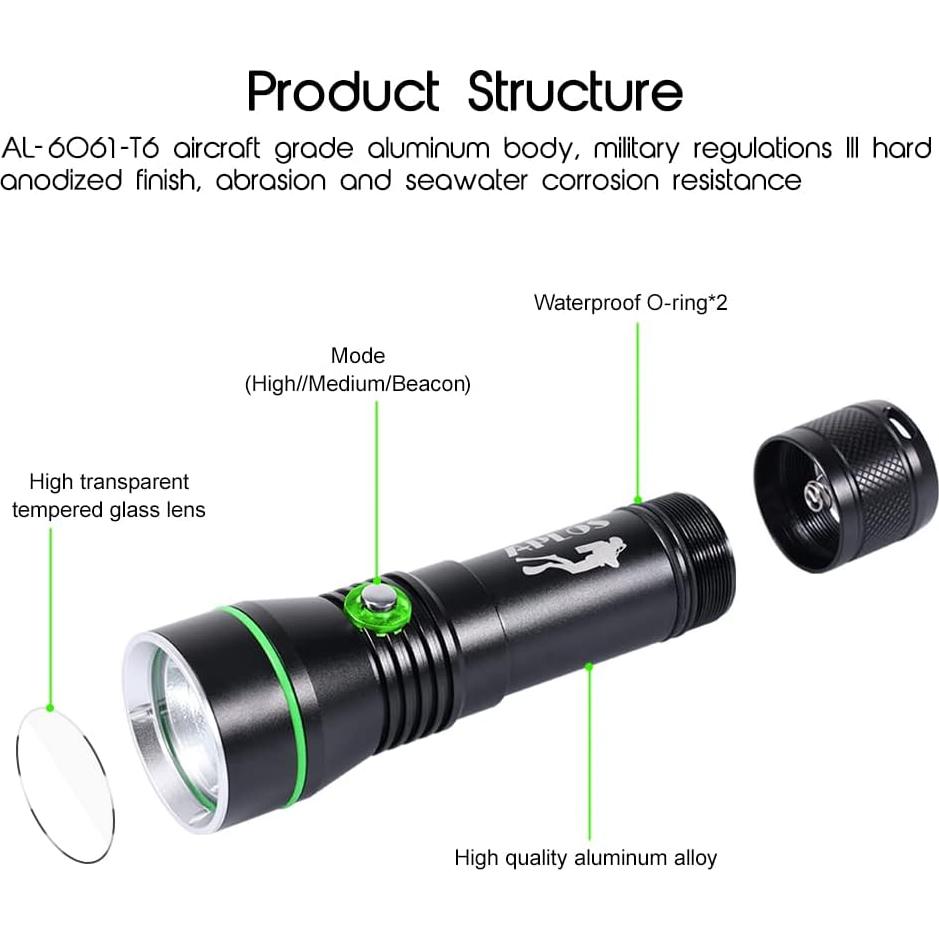 Linterna de Buceo APLOS AP30 3000lm IPX8 Recargable