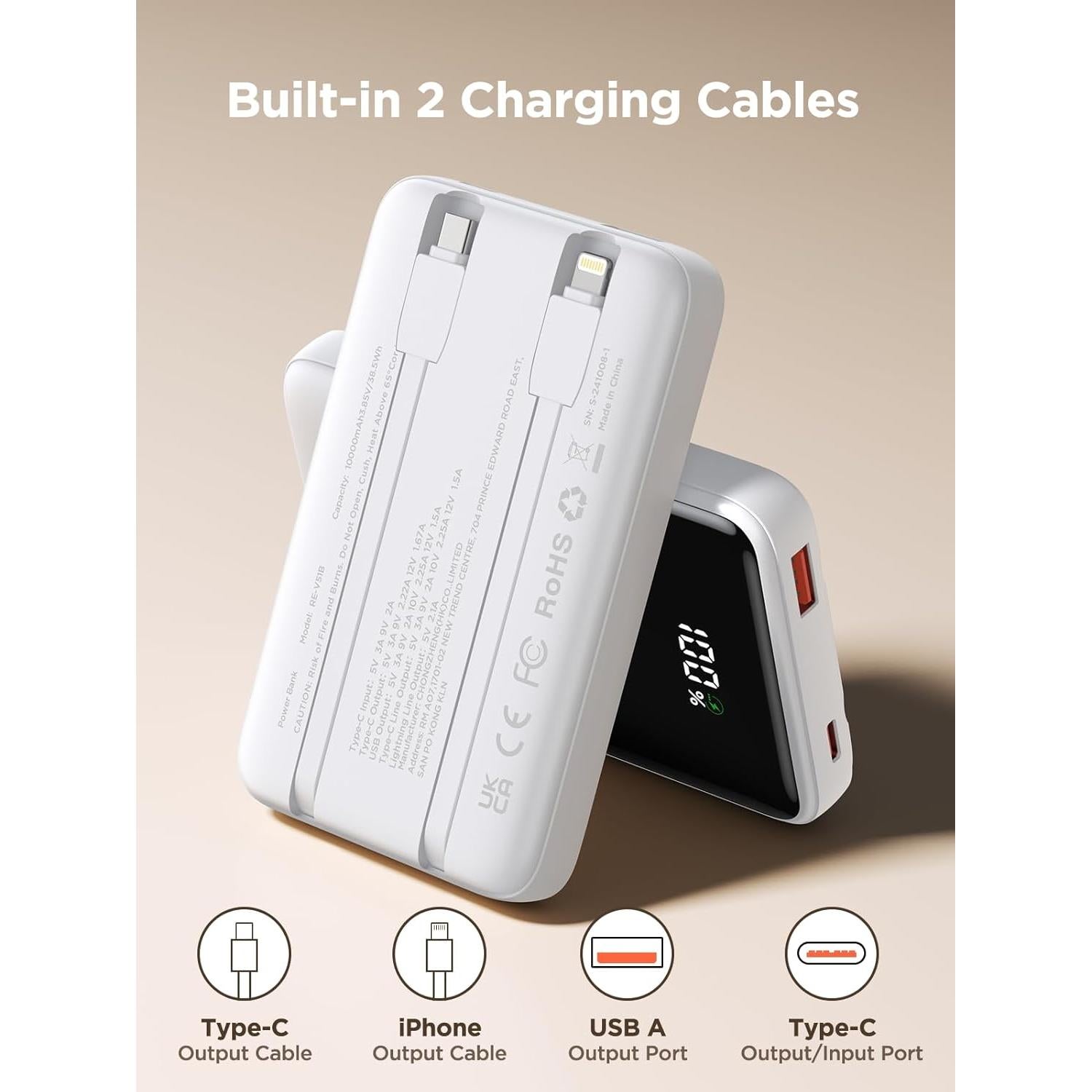 Cargador Portátil Aioneus 10000mAh Carga Rápida USB-C