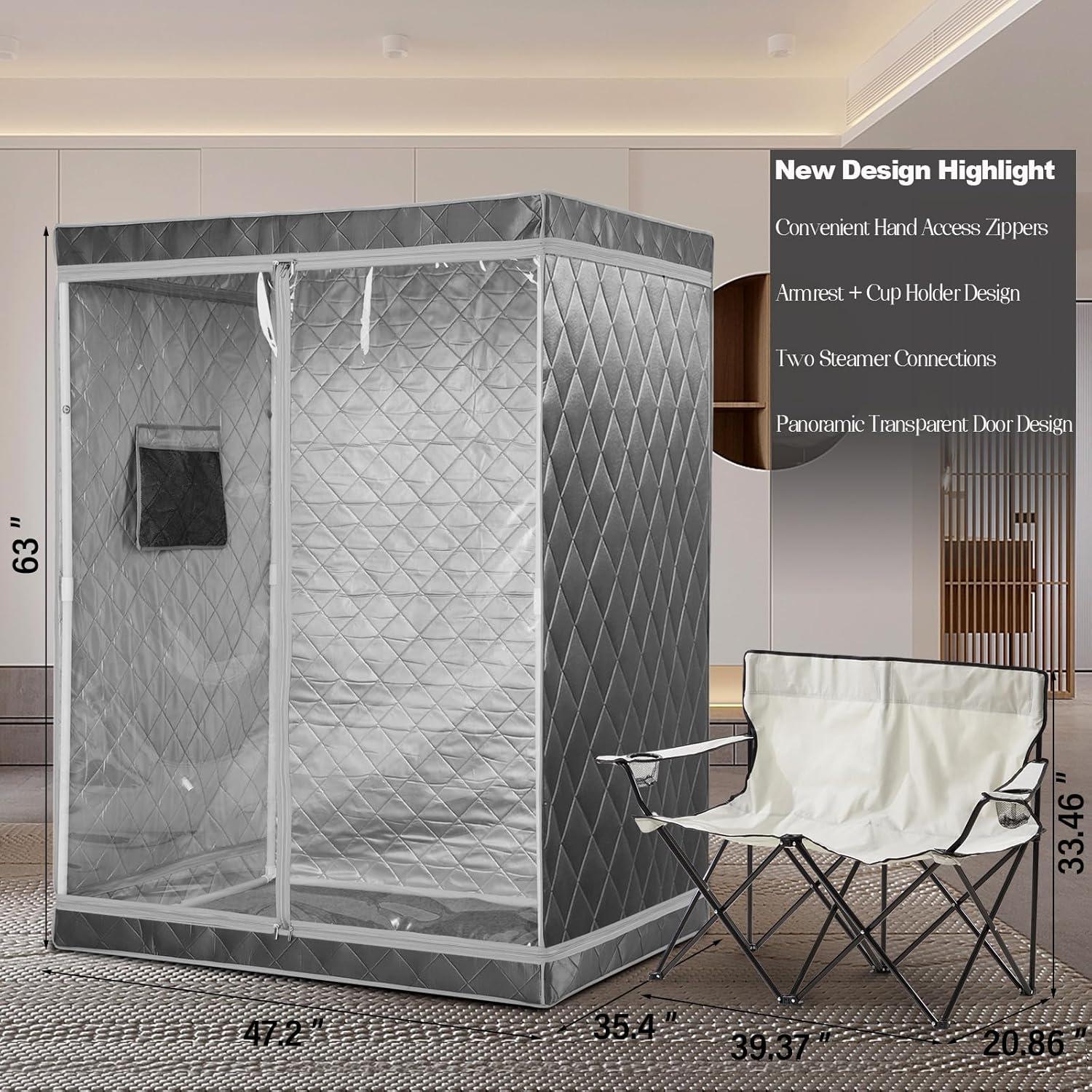 Sauna portátil iDOTODO para 2 personas con silla plegable