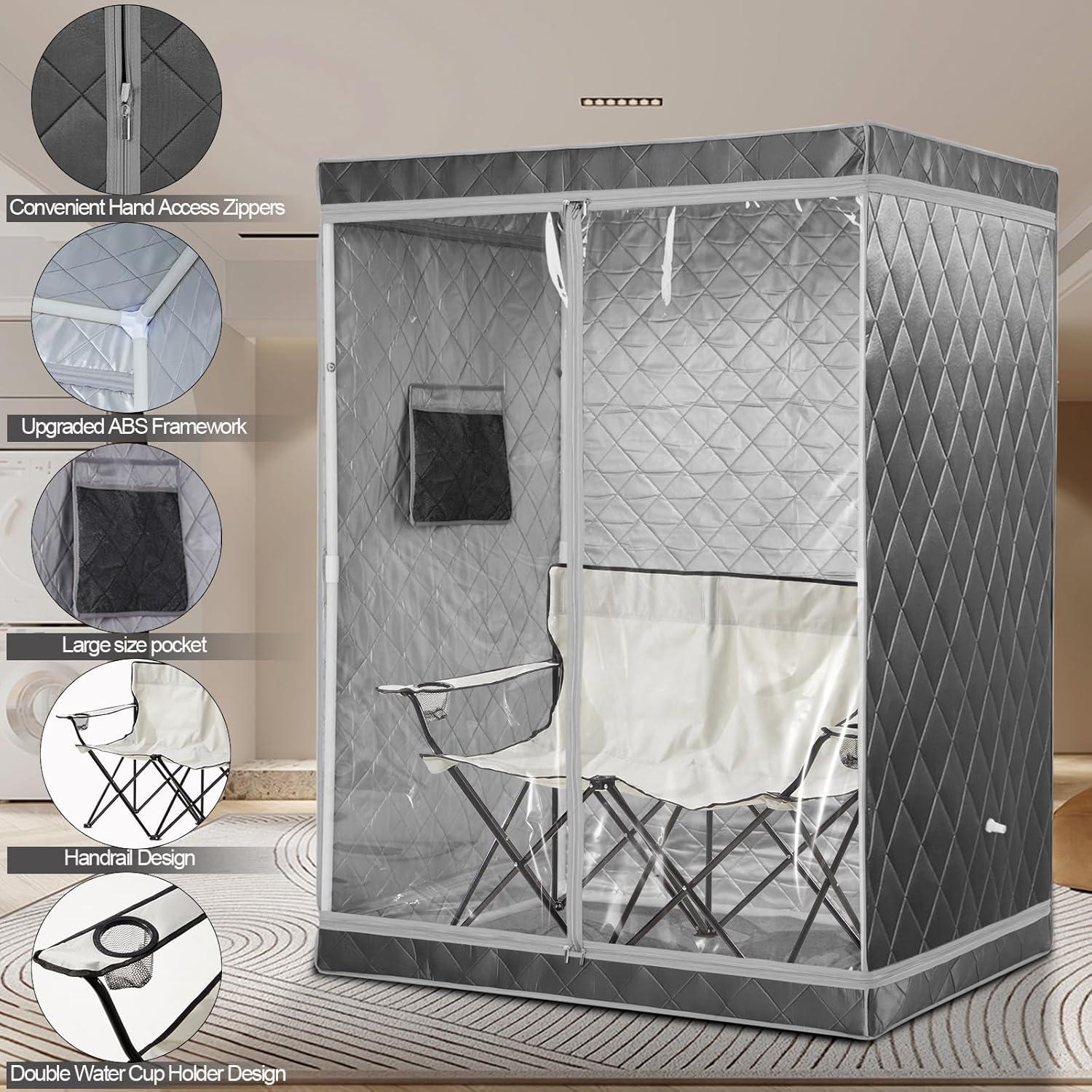 Sauna portátil iDOTODO para 2 personas con silla plegable