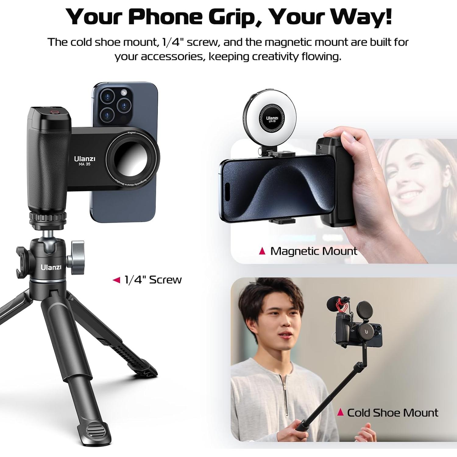 Soporte de trípode ULANZI MA35 para teléfono y cámara