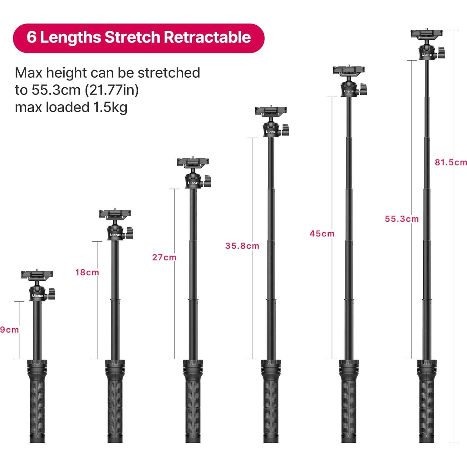 ULANZI Smartphone Tripod, MT-34 All-in-One Extendable Tripod with 360 Adjustable Ballhead, Compatible with iPhone 12 Pro Max/12 Mini/11 Pro Max/XR/X, Samsung Phone, Vlog Camera