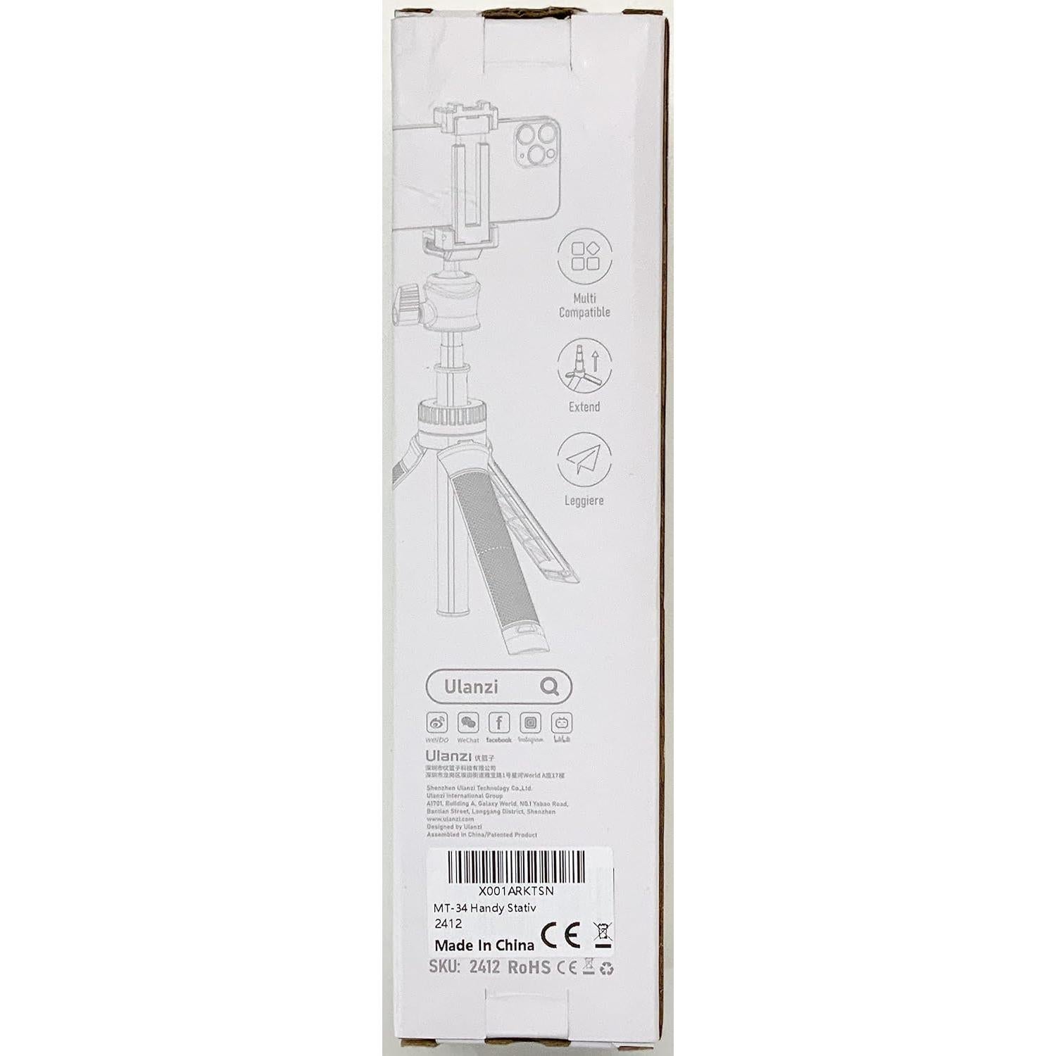 ULANZI Smartphone Tripod, MT-34 All-in-One Extendable Tripod with 360 Adjustable Ballhead, Compatible with iPhone 12 Pro Max/12 Mini/11 Pro Max/XR/X, Samsung Phone, Vlog Camera