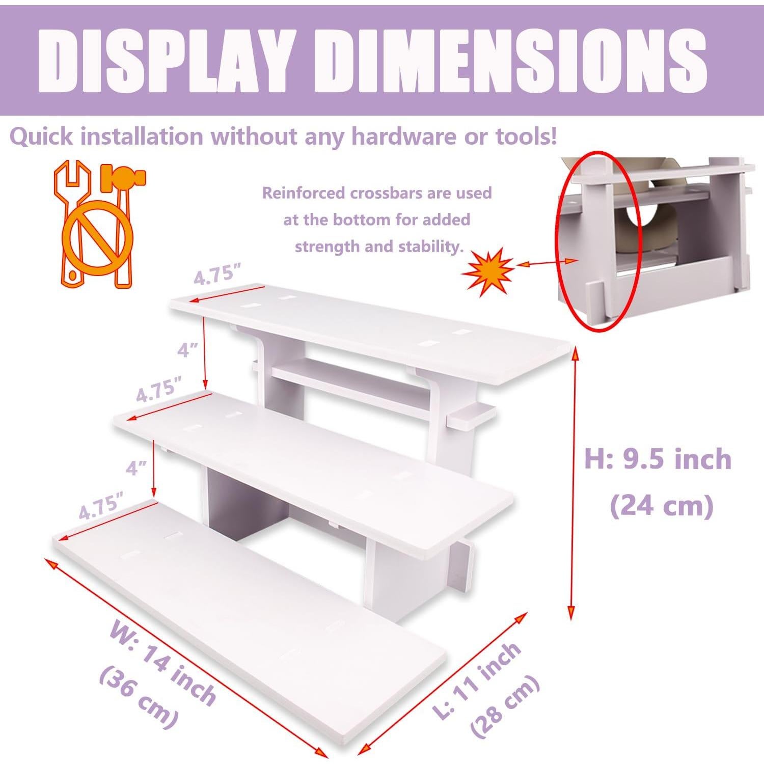Soporte de exhibición 3 niveles Luxinika Blanco portátil