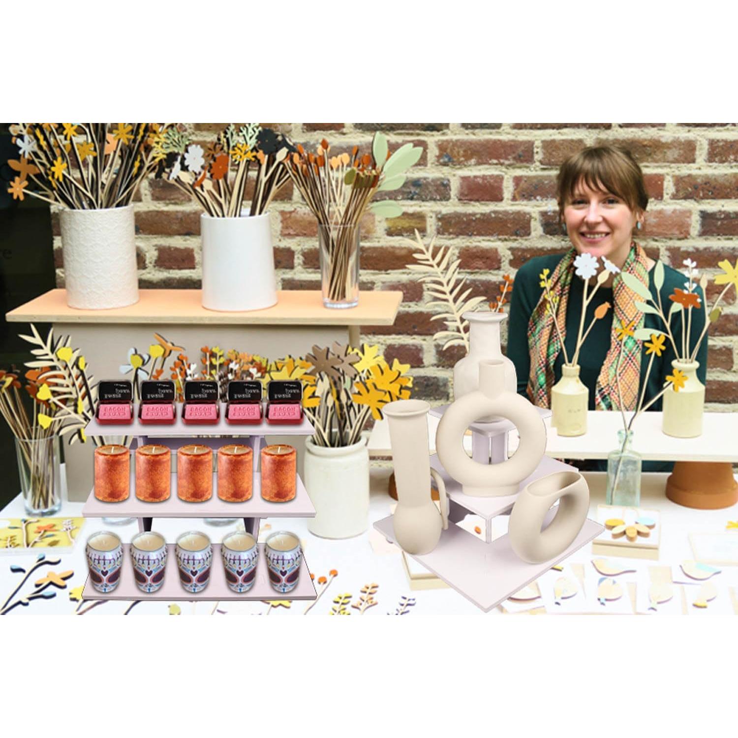 Soporte de exhibición 3 niveles Luxinika Blanco portátil