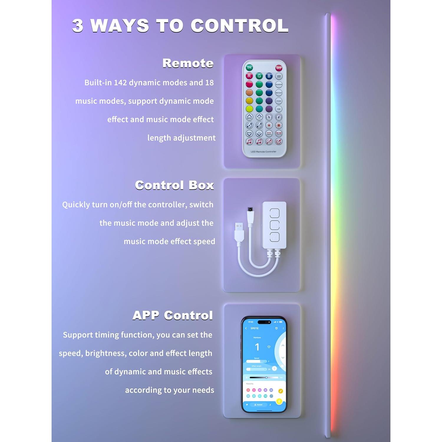 Tira LED RGB Smart IC PAUTIX 2m USB Multicolor con Música