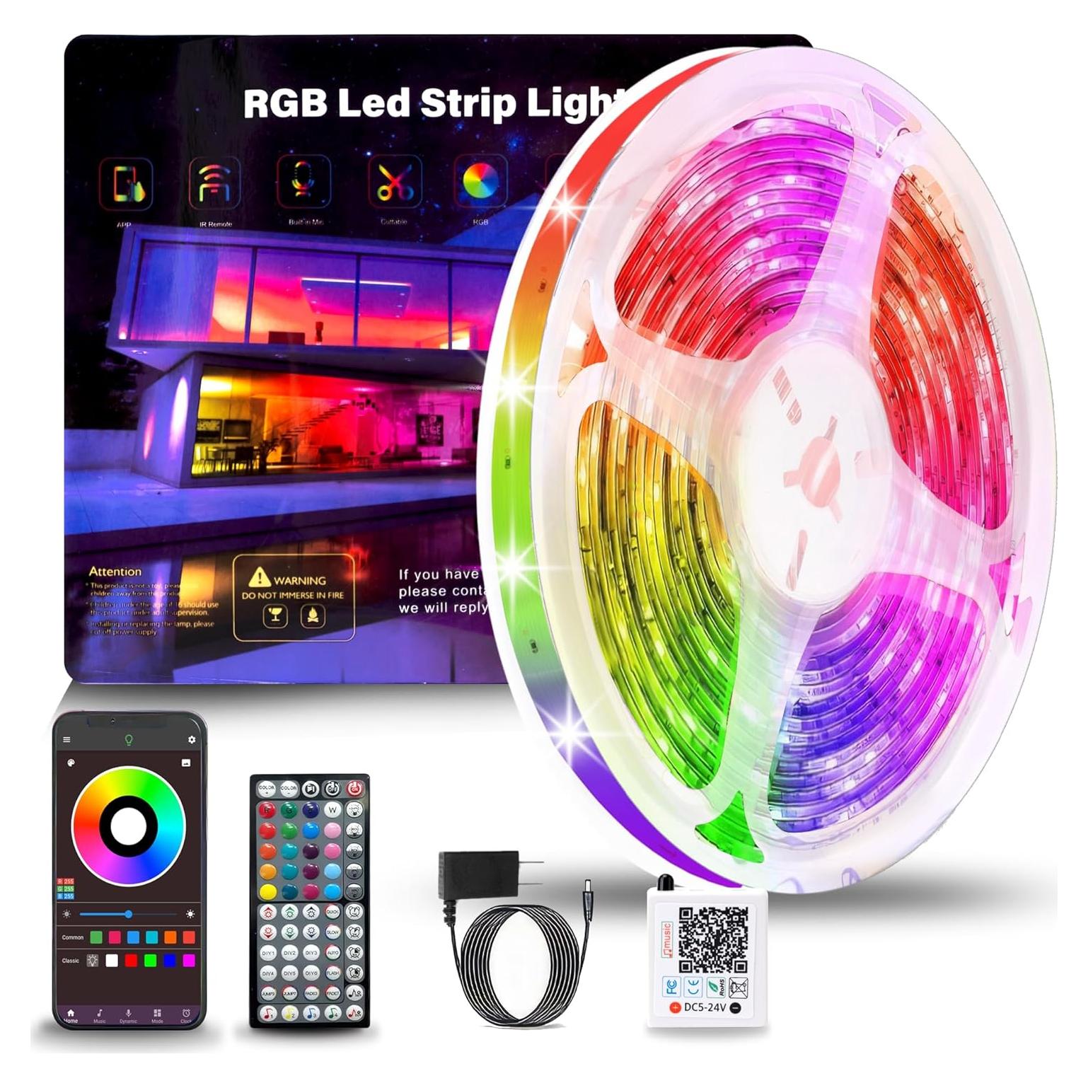 Luces LED RGB NBBUFF 15.24m con control remoto y app