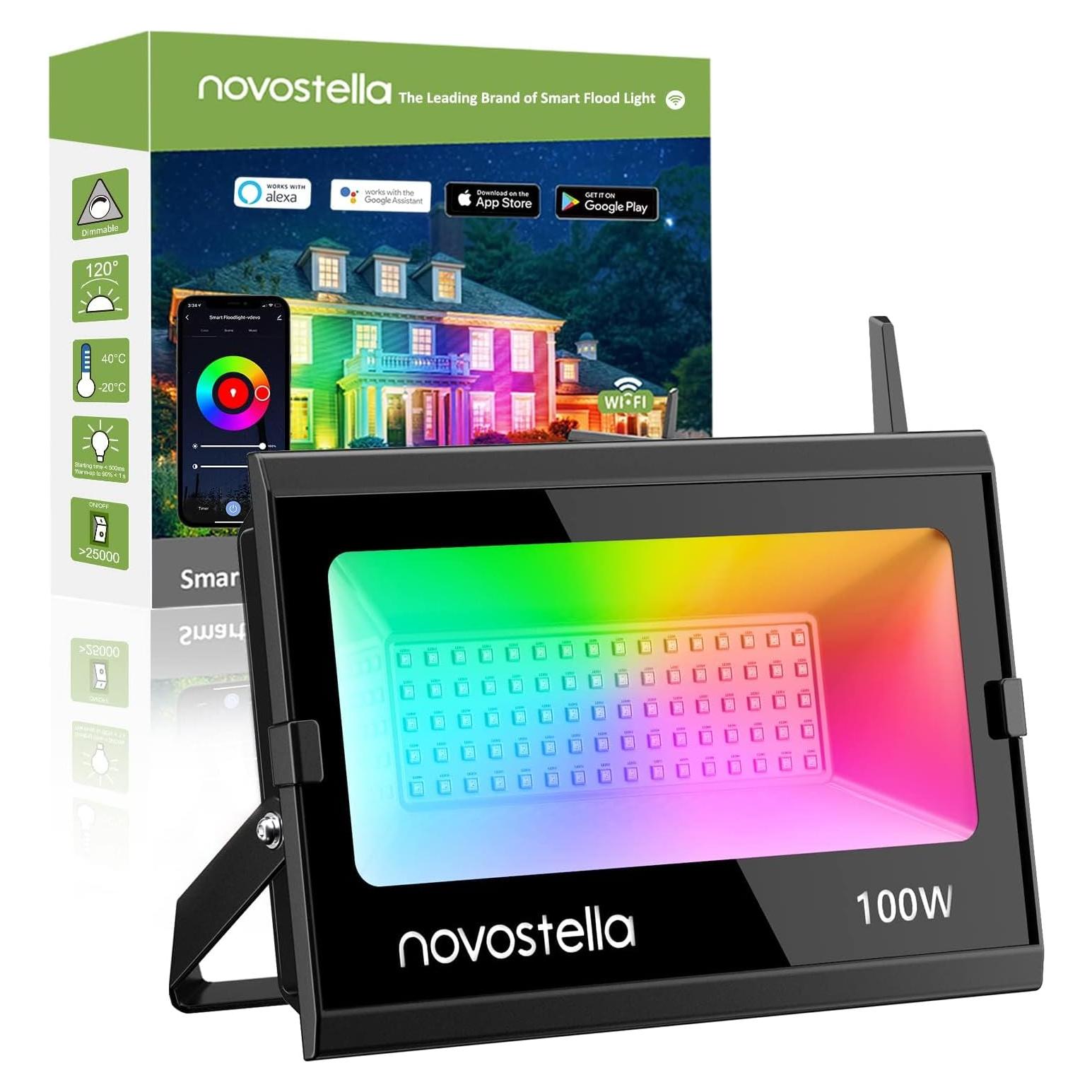 Luz LED Inundación Novostella 100W RGB WiFi IP66 Exterior
