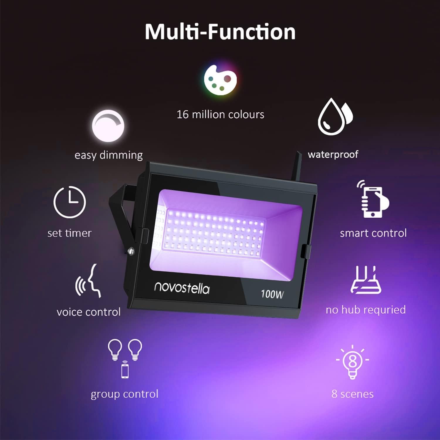 Luz LED Inundación Novostella 100W RGB WiFi IP66 Exterior