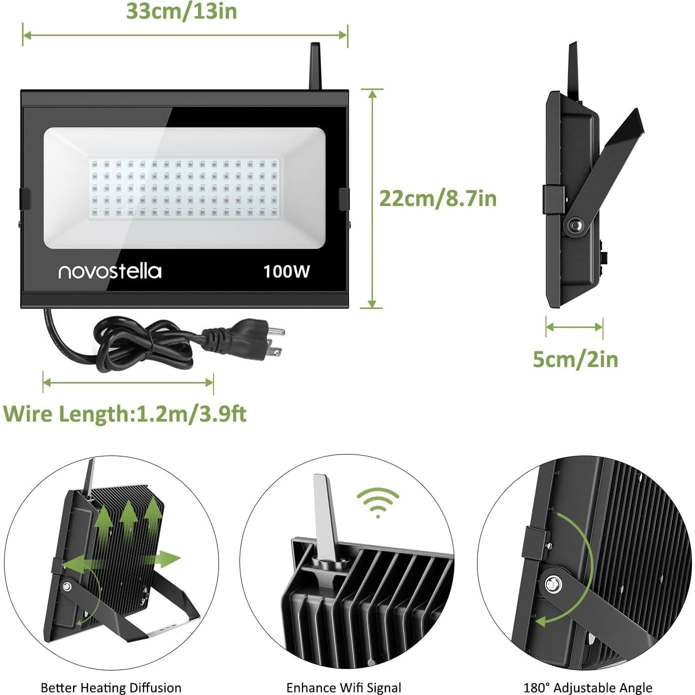 Luz LED Inundación Novostella 100W RGB WiFi IP66 Exterior