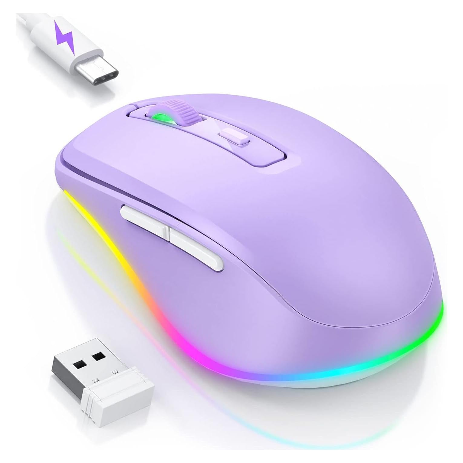 Ratón Inalámbrico Jiggler PEIOUS Recargable 4 DPI Púrpura