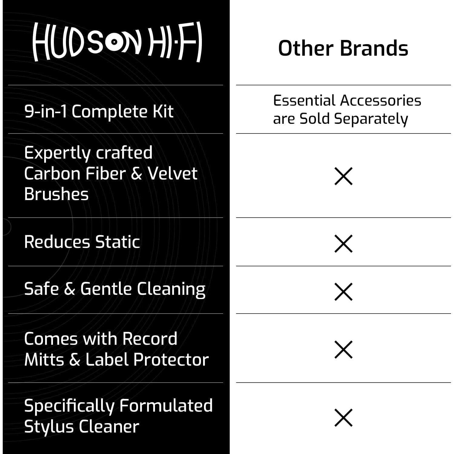 Kit de Limpieza de Discos de Vinilo Pro Hudson Hi-Fi 9-en-1