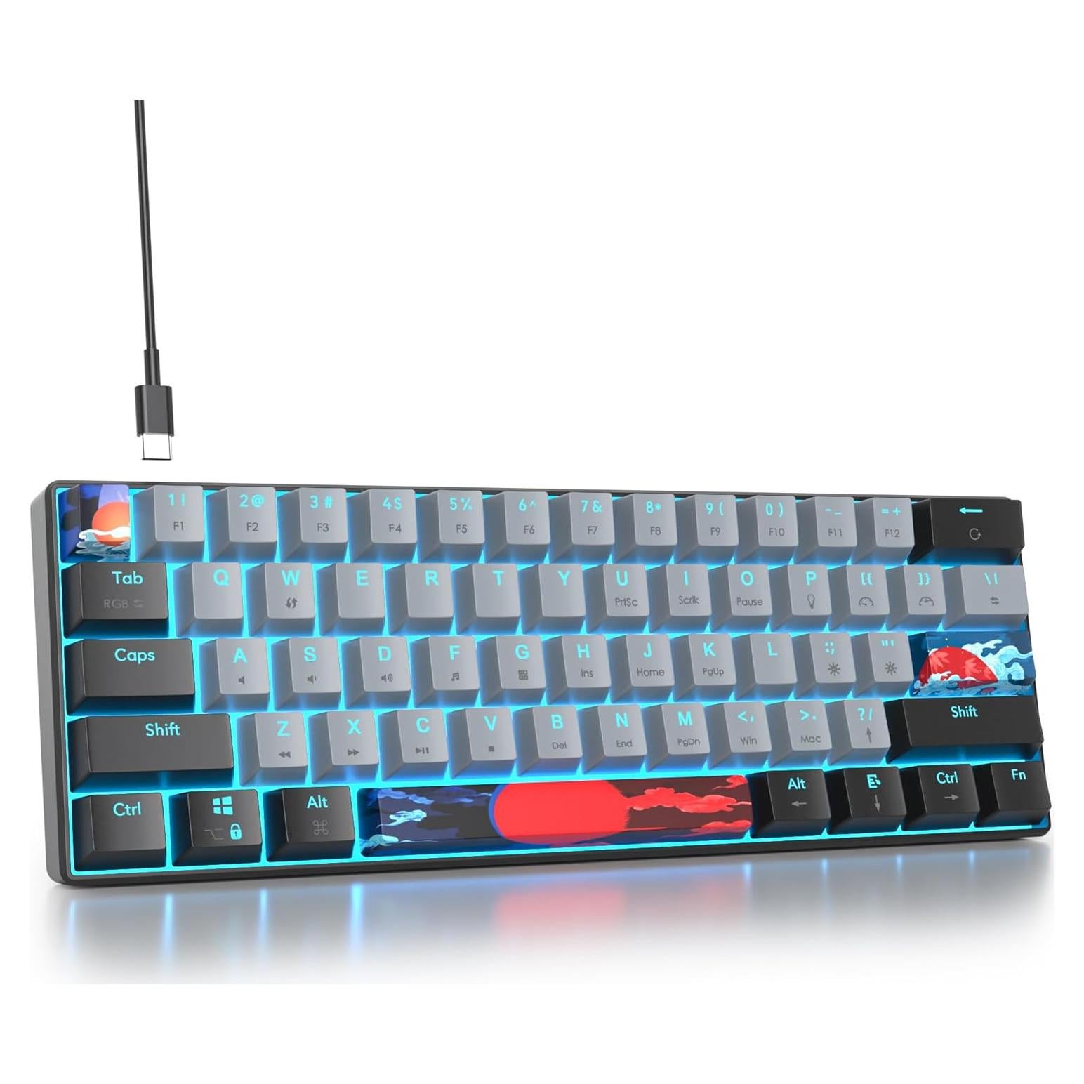 Teclado Mecánico Gaming CJXSP GS61 60% RGB Rojo