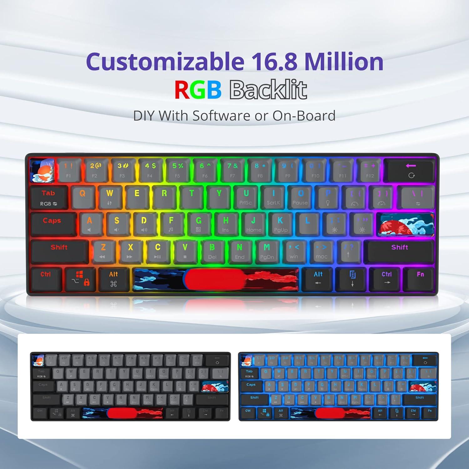 Teclado Mecánico Gaming CJXSP GS61 60% RGB Rojo