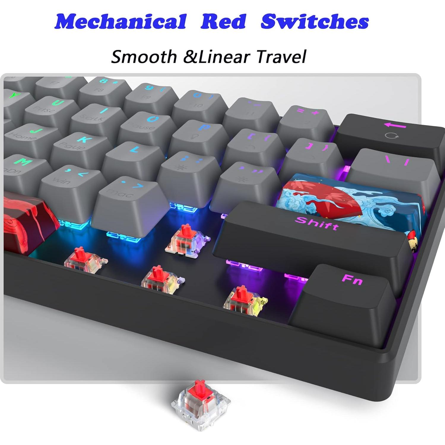 Teclado Mecánico Gaming CJXSP GS61 60% RGB Rojo