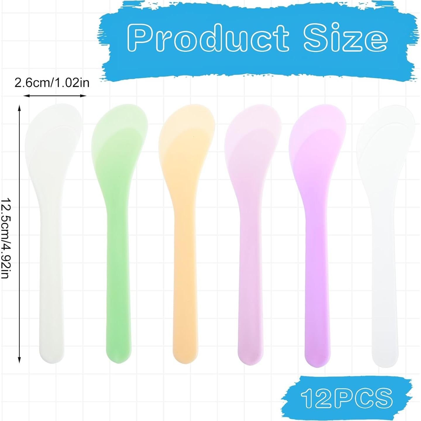 12 Espátulas Cosméticas de PP para Cuidado Facial 12.5 cm