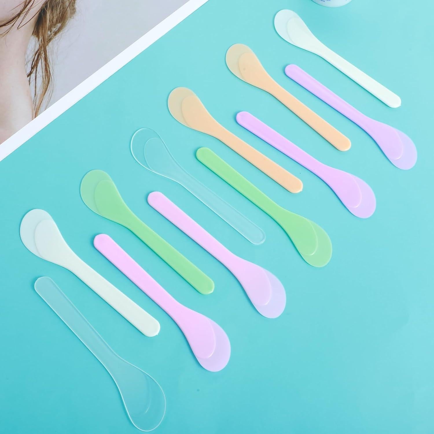 12 Espátulas Cosméticas de PP para Cuidado Facial 12.5 cm