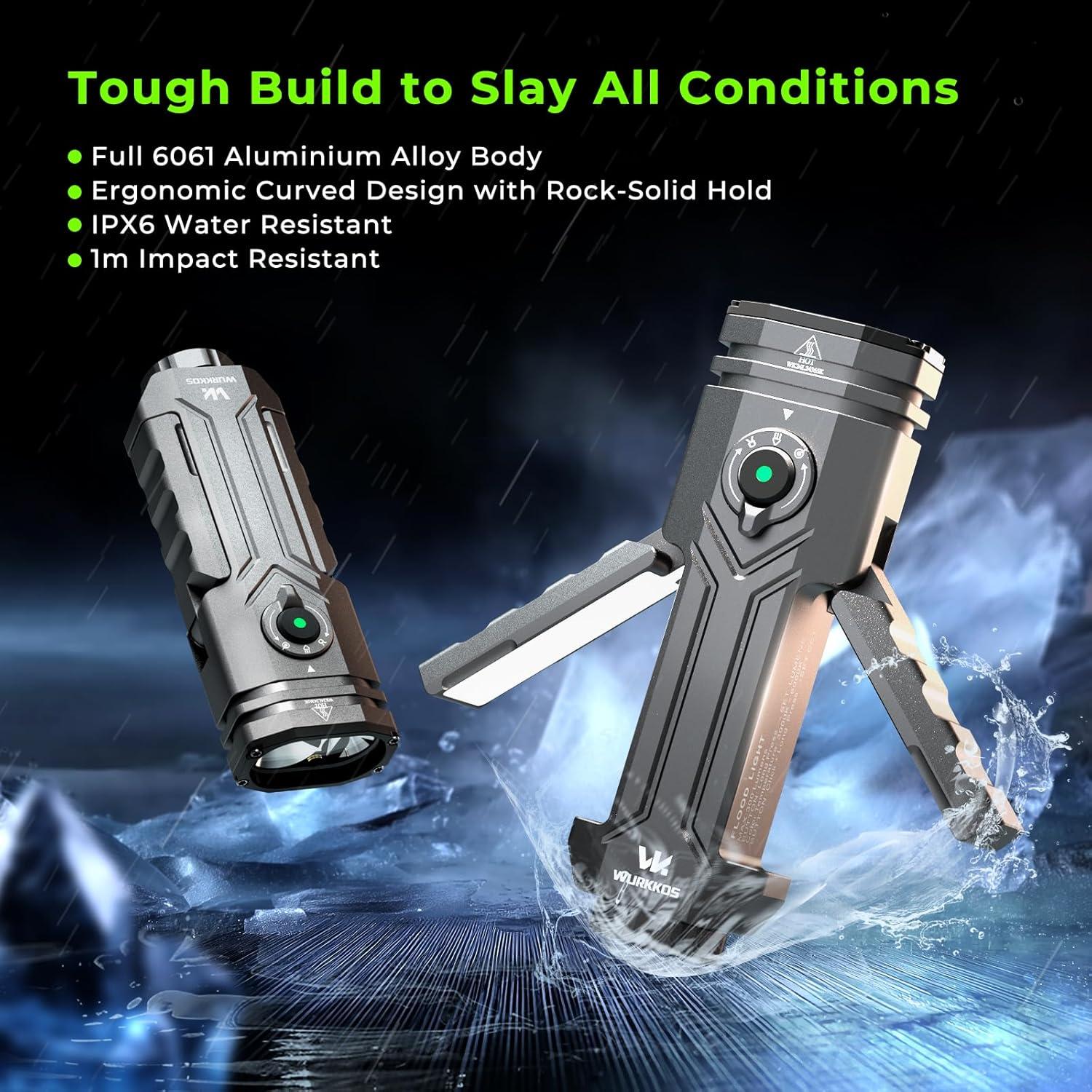 Linterna LED Wurkkos HD02, 3200 lúmenes, recargable, IPX6