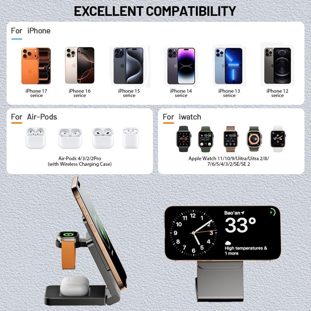 Estación de Carga Inalámbrica 3 en 1 F7 para iPhone y Apple Watch