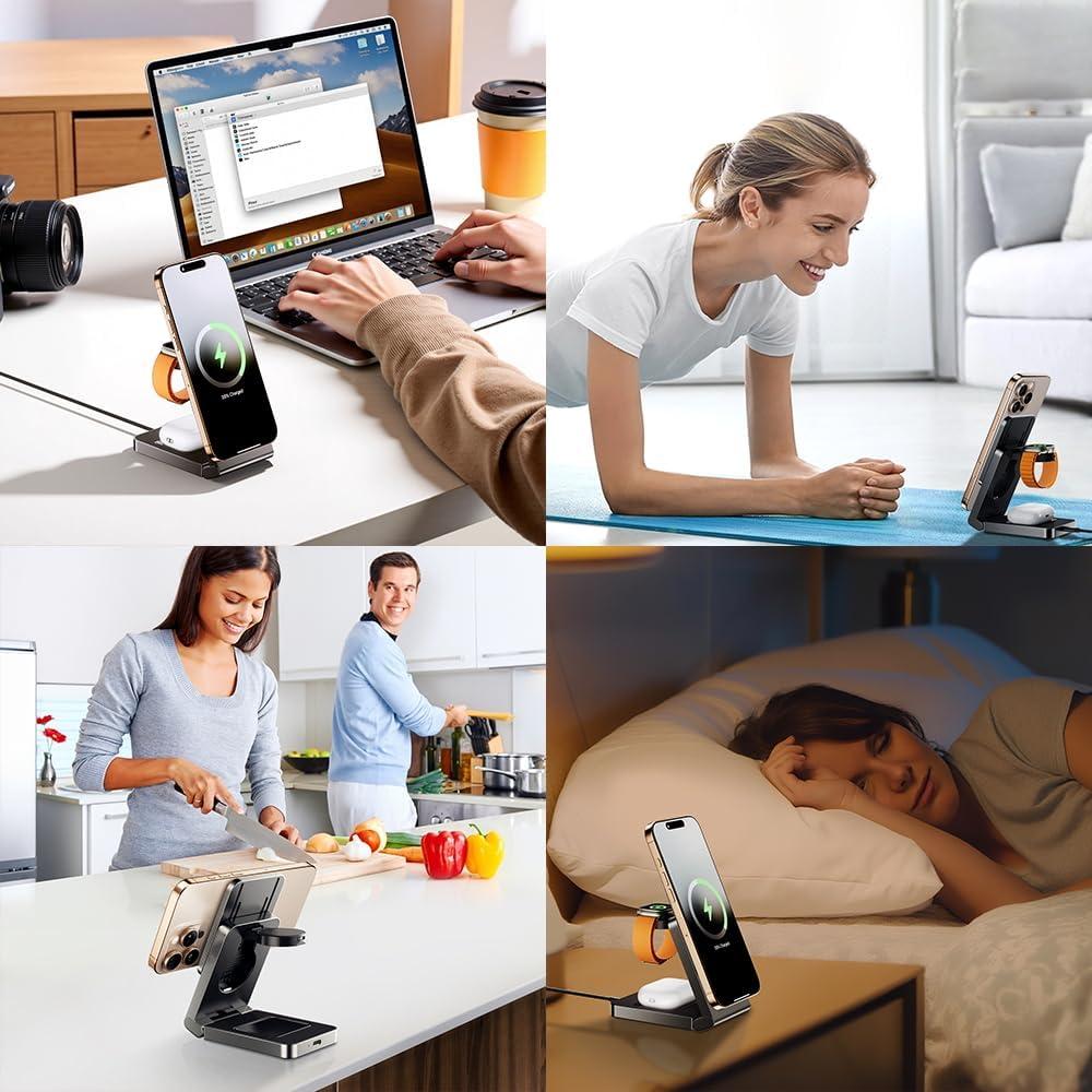 Estación de Carga Inalámbrica 3 en 1 F7 para iPhone y Apple Watch