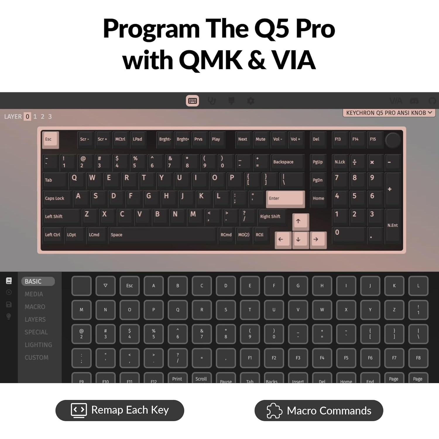 Teclado Mecánico Inalámbrico Keychron Q5 Pro 96% RGB PBT