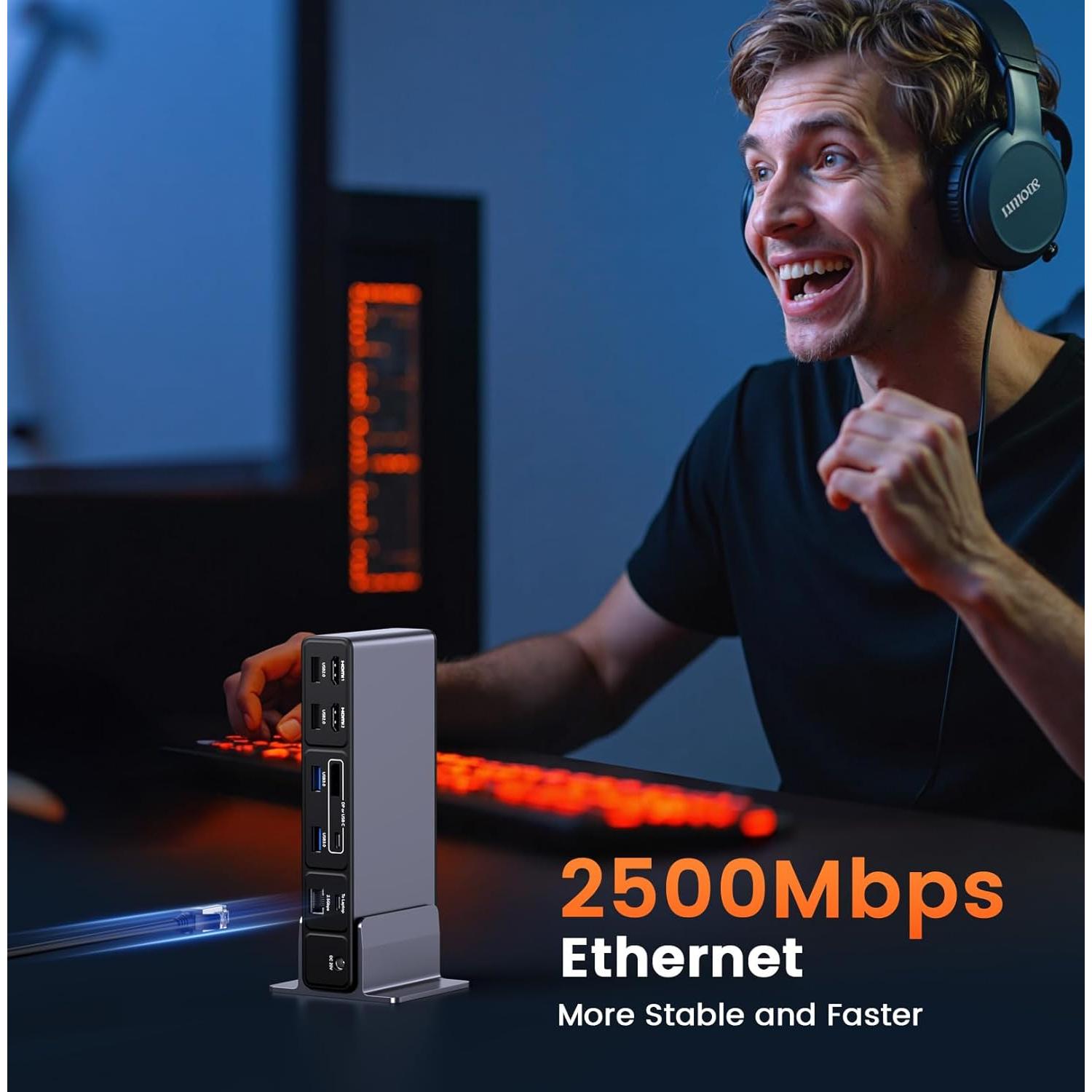 Estación de Acoplamiento USB C TobenONE 3 Monitores 4K 18-en-1