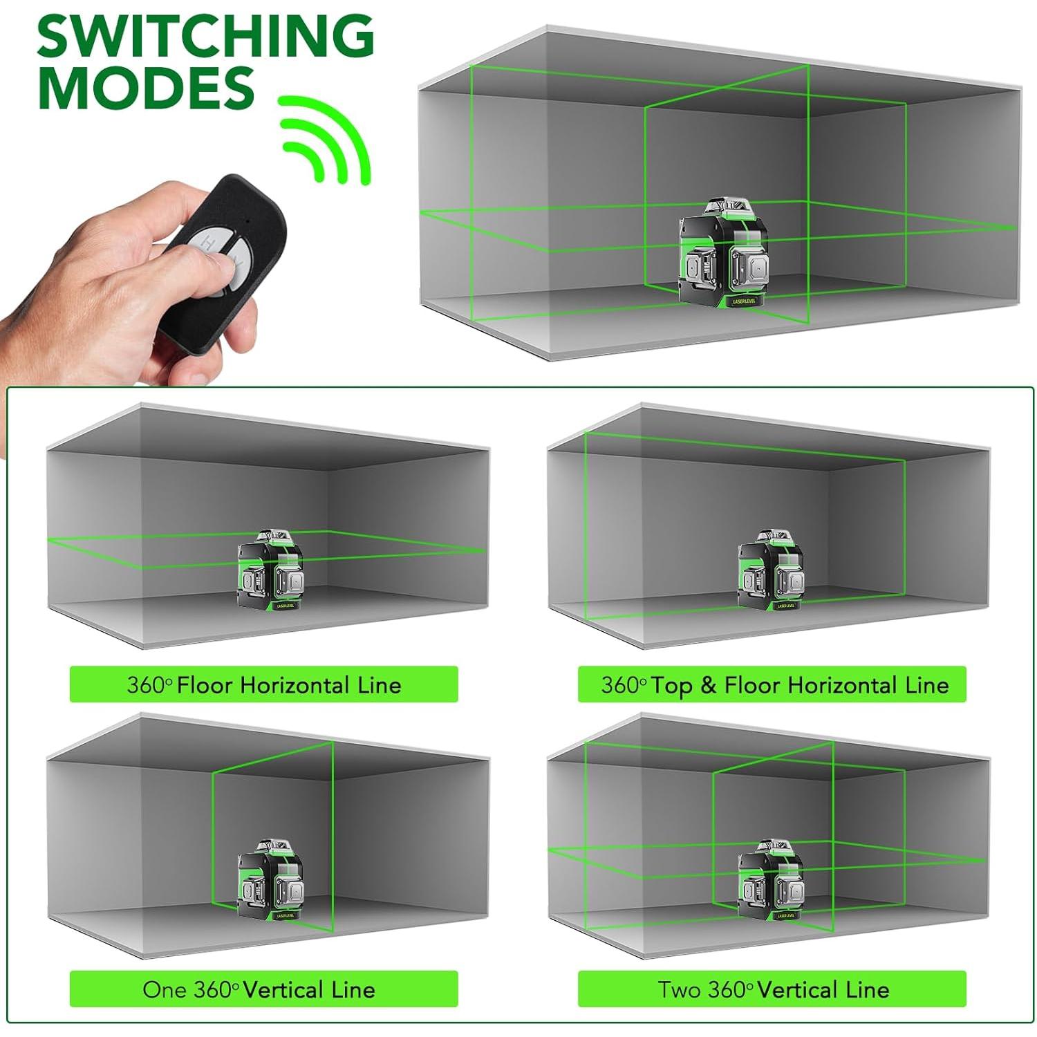 Nivel láser 3D FELLAT automático 360° verde con control remoto