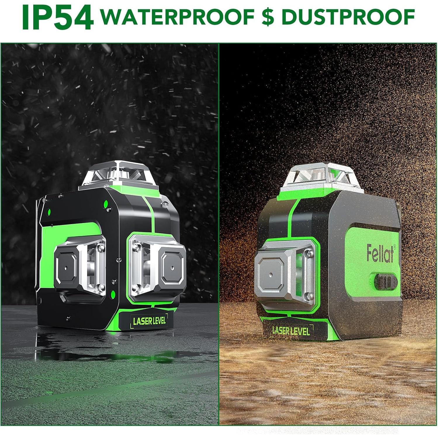 Nivel láser 3D FELLAT automático 360° verde con control remoto