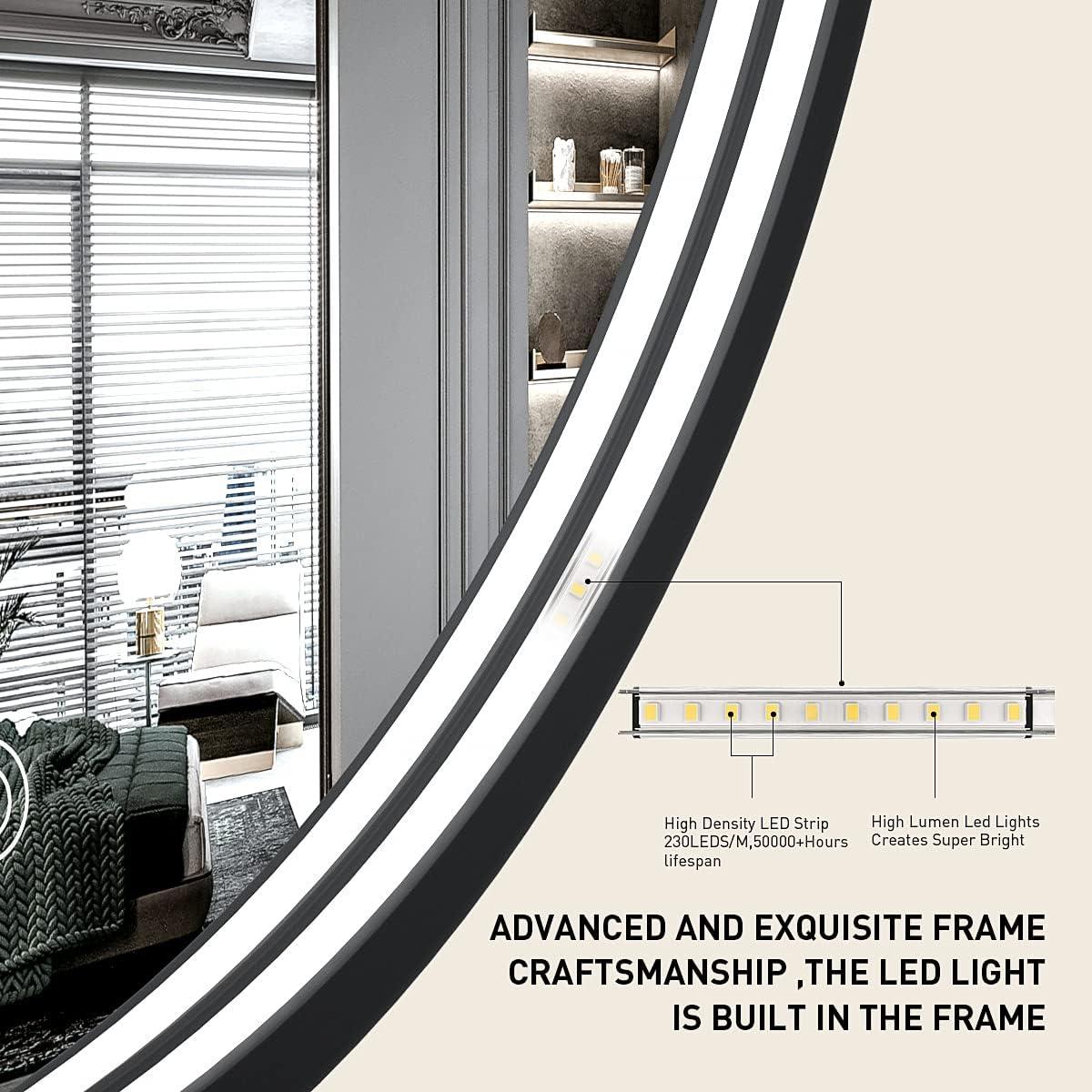 Espejo de Baño LED Redondo FTOTI 32" (81.28 cm) Regulable