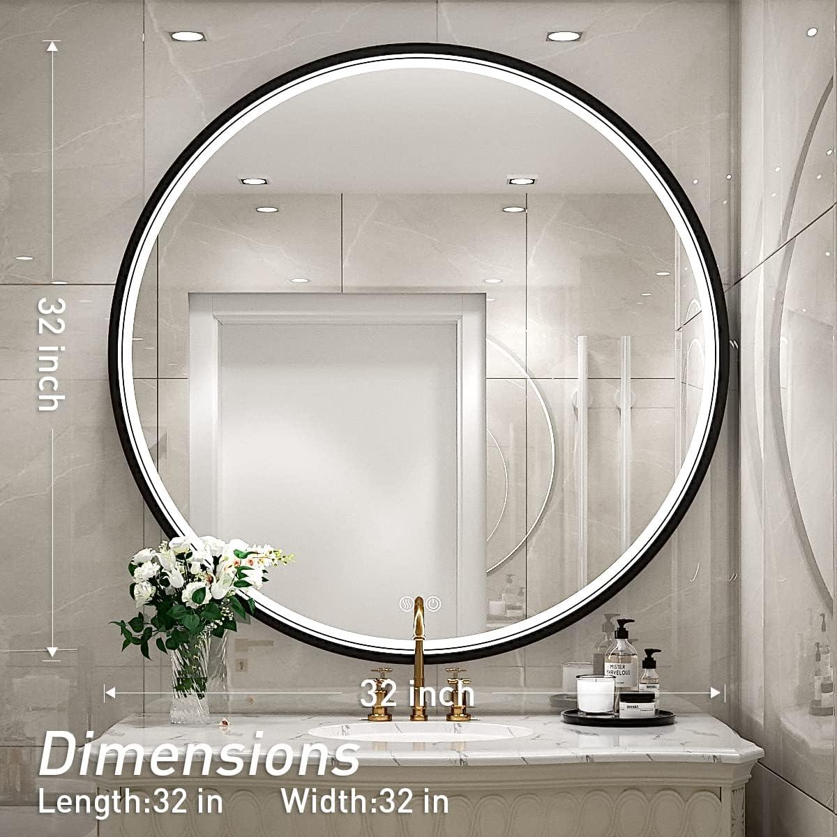 Espejo de Baño LED Redondo FTOTI 32" (81.28 cm) Regulable