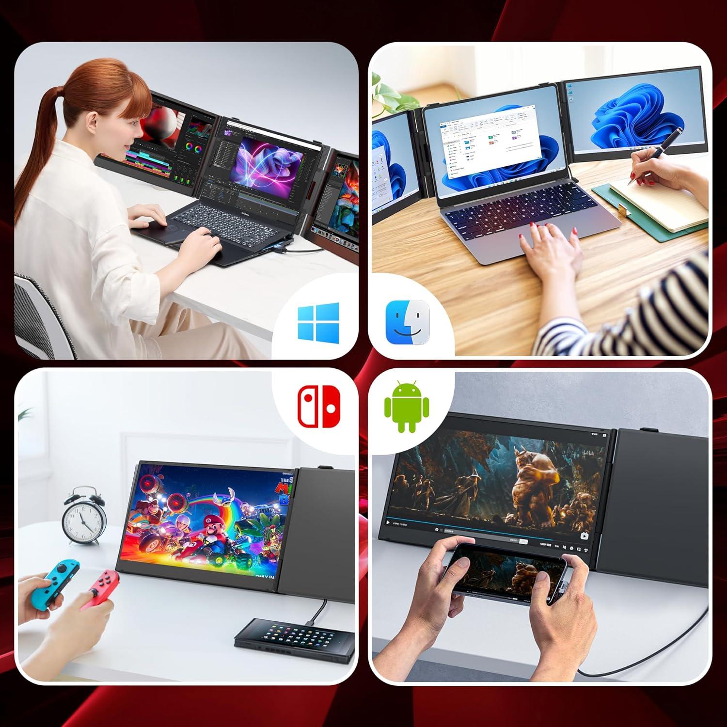 Extensor de Pantalla Sitrunda S8 Ultra 14.2" 1080P Triple Monitor