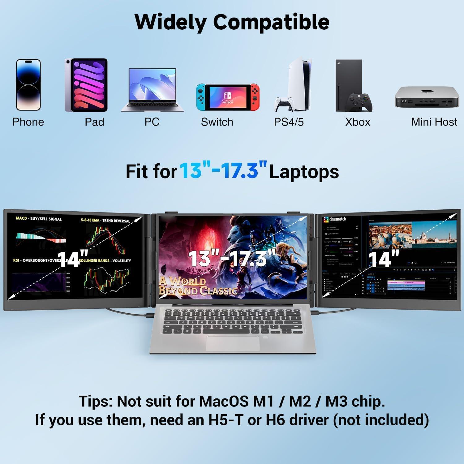 Extensor de Pantalla Portátil 14" FHD 1080P S8 PRO USB-C