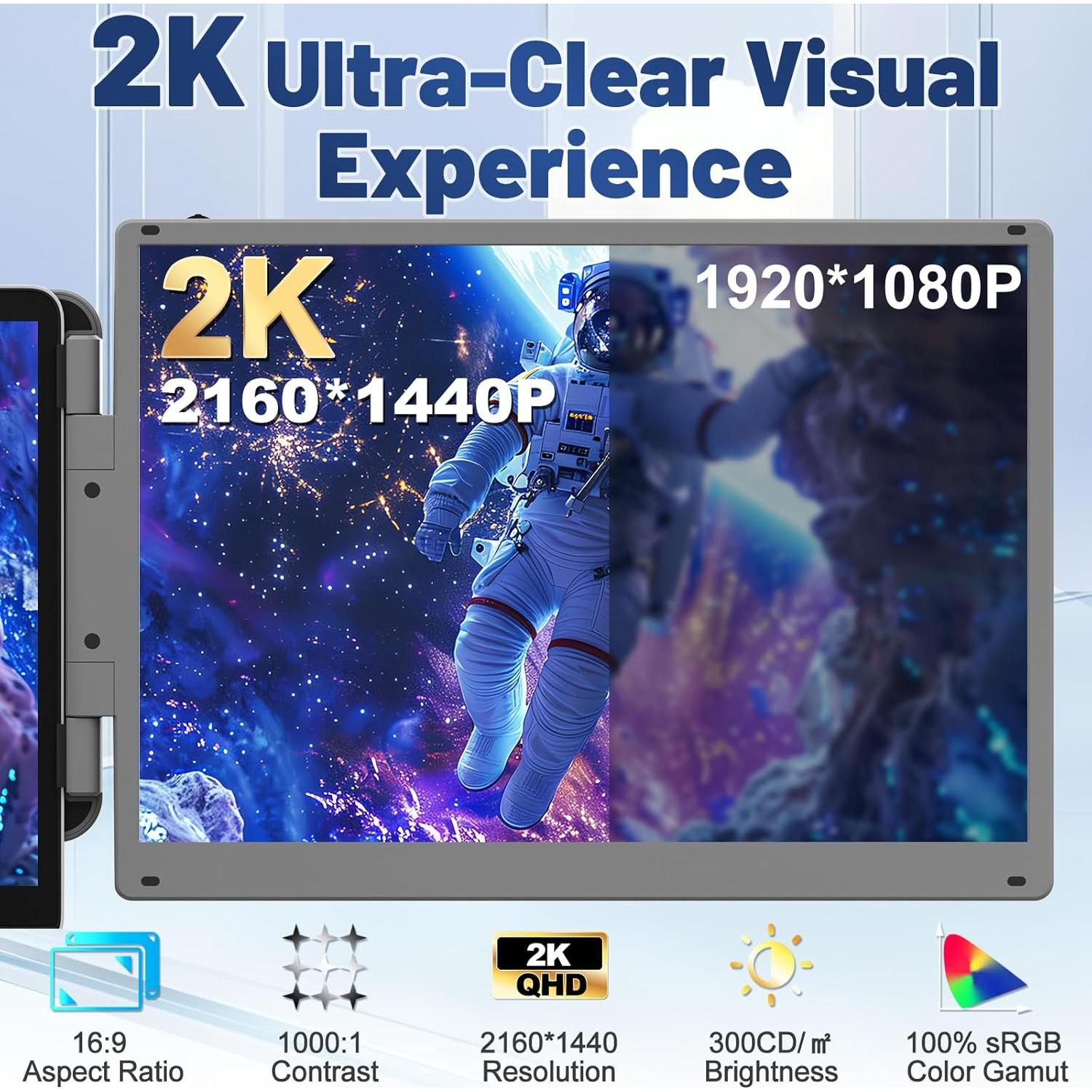 Extensión de Pantalla Cenerius 2K 14" para Laptop IPS