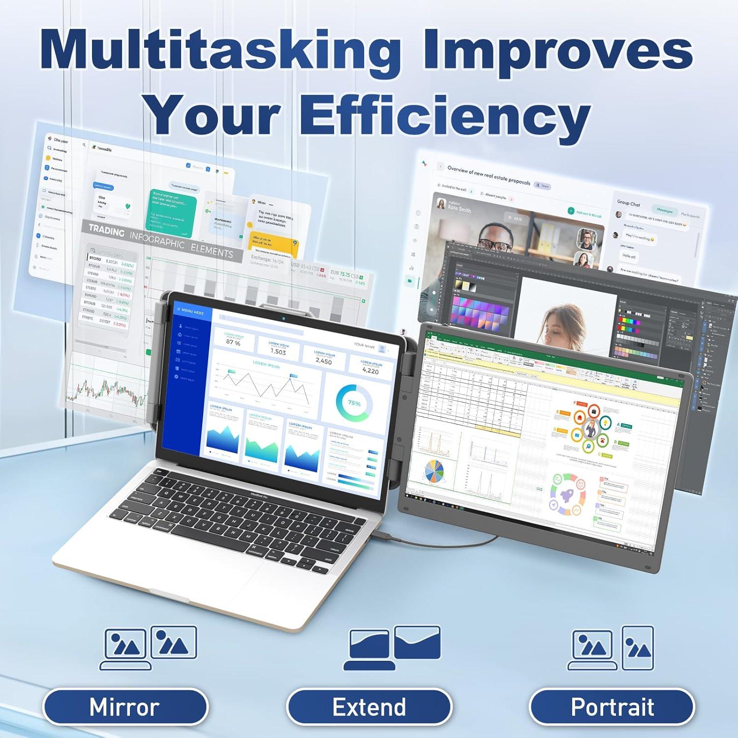 Extensión de Pantalla Cenerius 2K 14" para Laptop IPS
