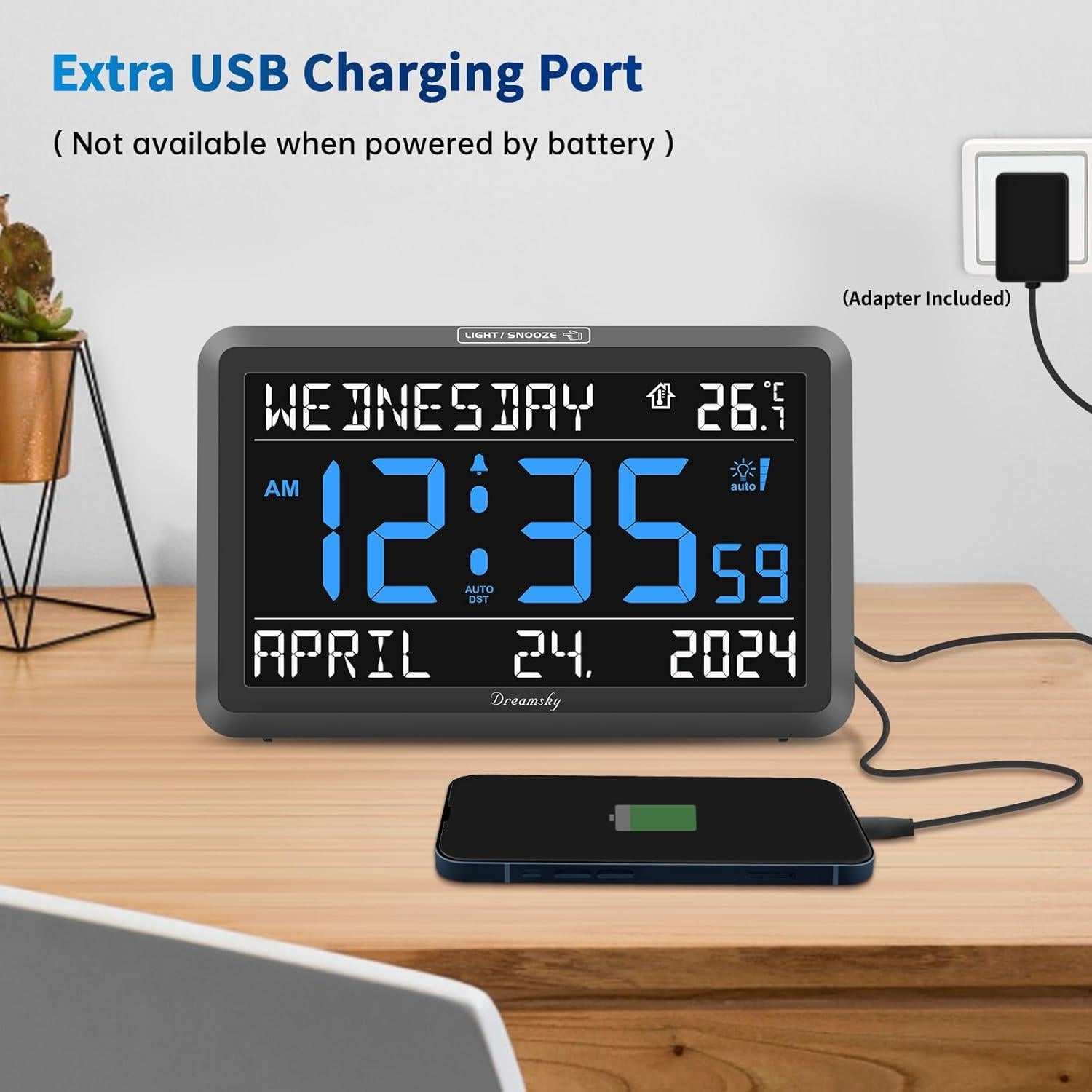 Reloj Digital DreamSky DS182 con Alarma y Puerto USB