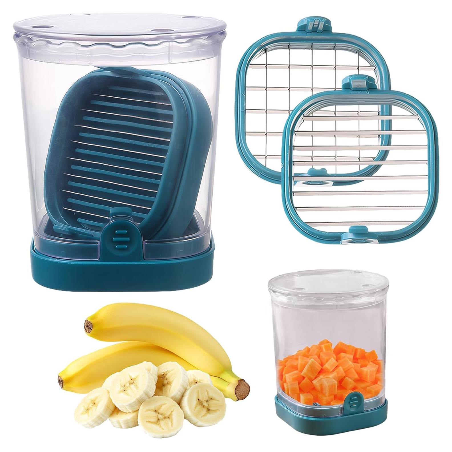 Cortador de Frutas y Verduras Xorim, Acero Inoxidable, Azul