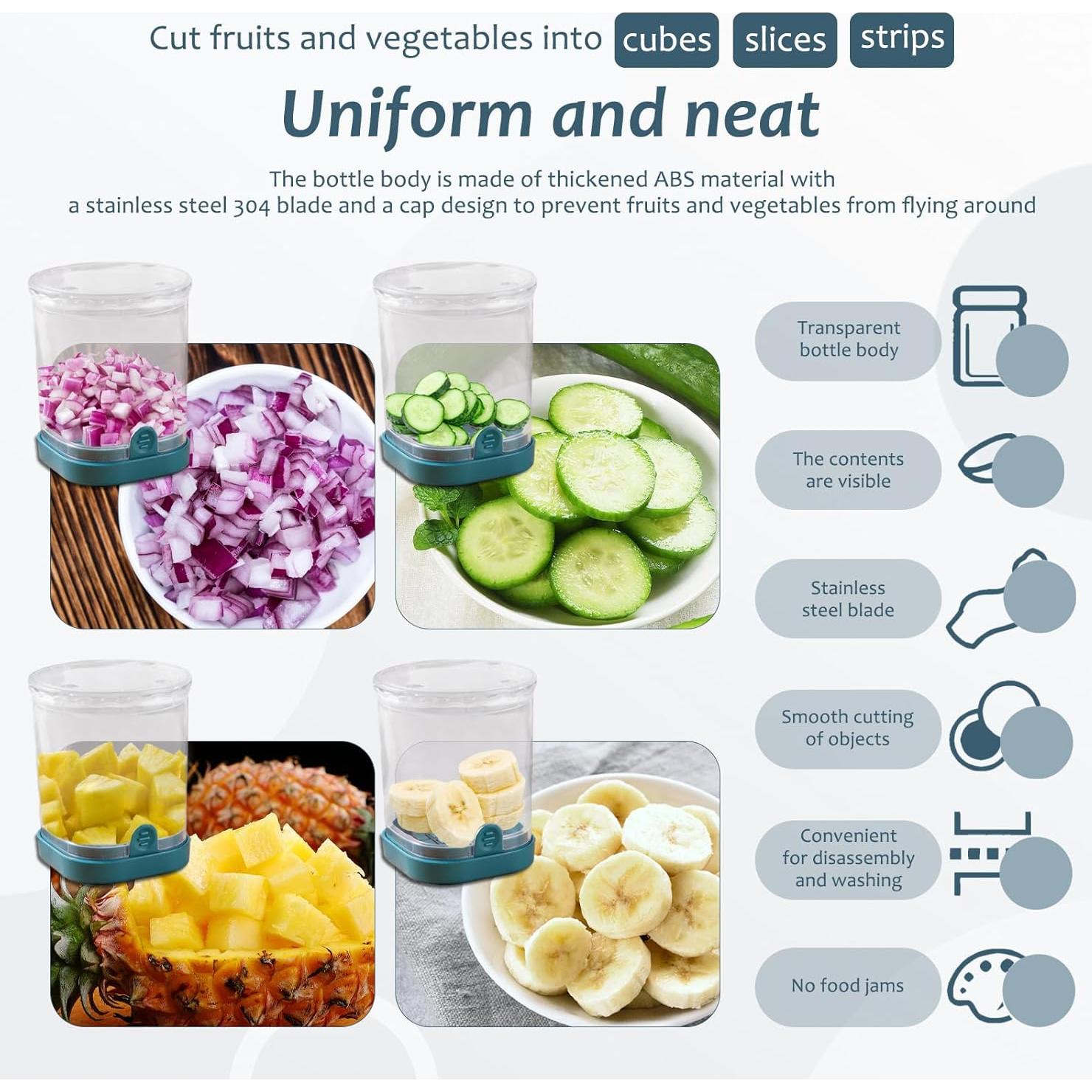 Cortador de Frutas y Verduras Xorim, Acero Inoxidable, Azul