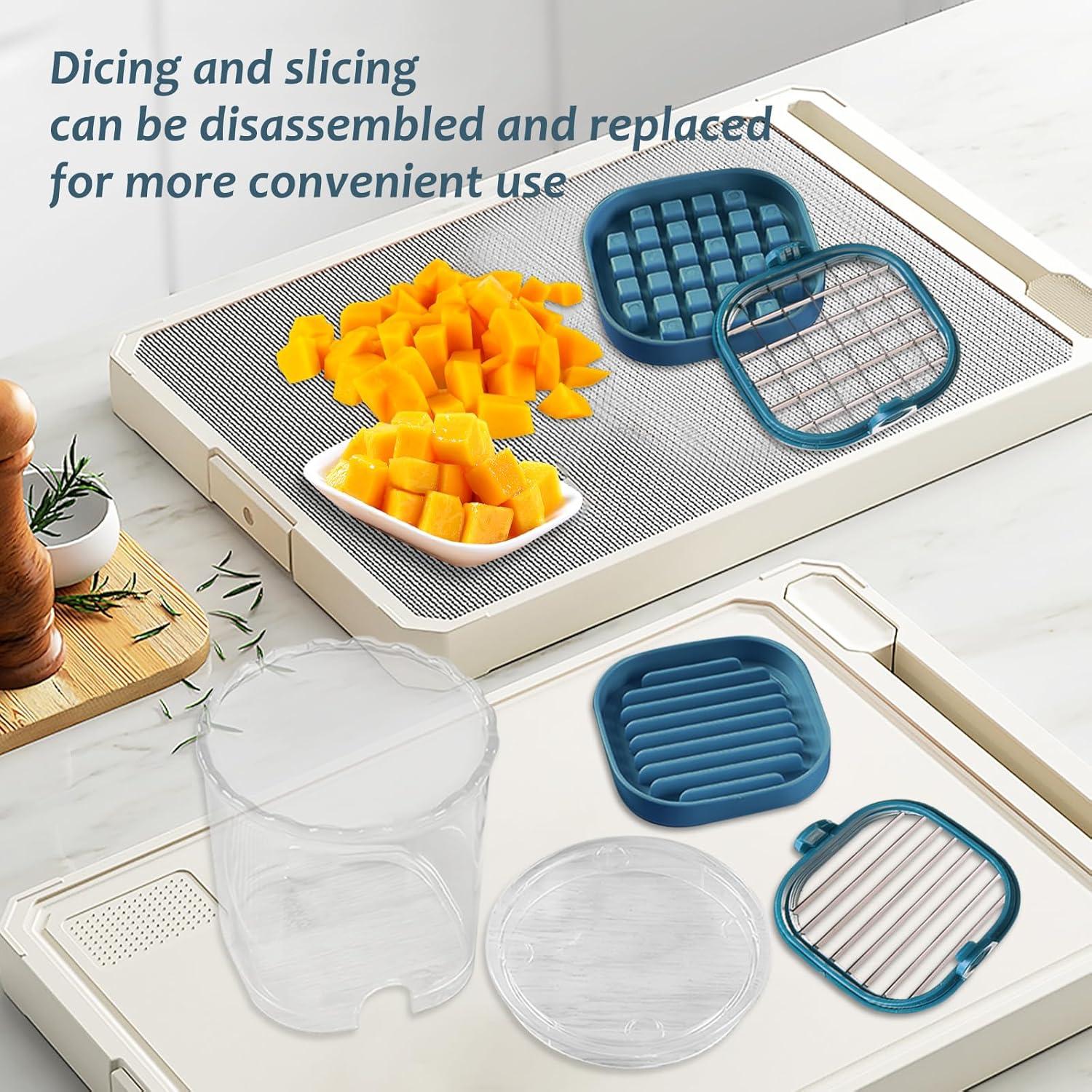 Cortador de Frutas y Verduras Xorim, Acero Inoxidable, Azul