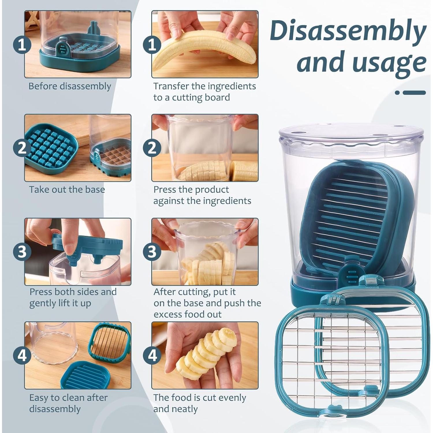 Cortador de Frutas y Verduras Xorim, Acero Inoxidable, Azul