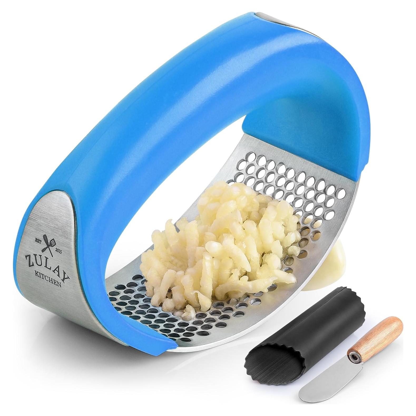 Prensa de Ajo Rocker Zulay Kitchen Acero Inoxidable Azul